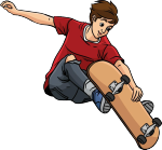 skateboarding cartoon colored clipart illustration free vector 150x139